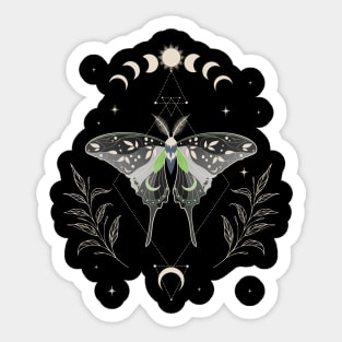Agender Luna Moth Celestial Cottagecore LGBT Pride Flag Sticker